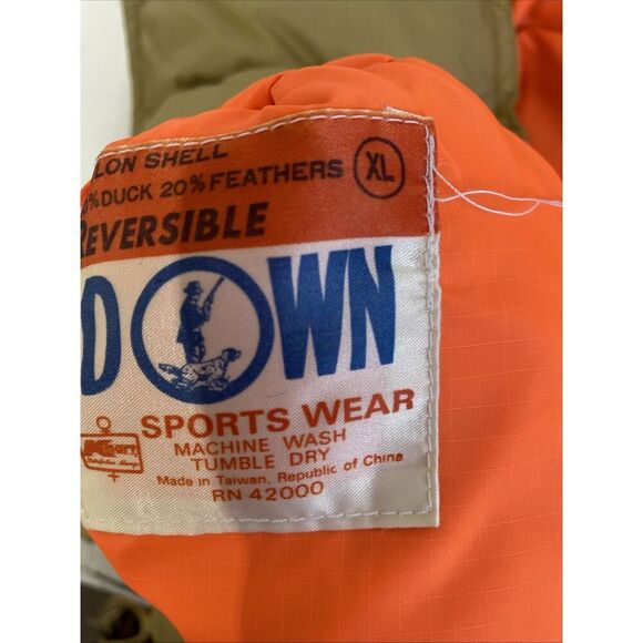 Vintage 80s Mens Reversible Hunting Puffer Vest Duck Down Kmart Neon Orange XL - Picture 10 of 12